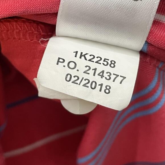 Vineyard Vines Polo Shirt Mens Medium Red Striped Performance Golf RFR Whale - Picture 9 of 12